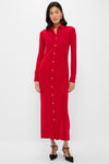 Park Avenue Red Matte Jersey Knit Collared Dress