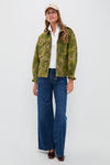 Camo Green and Brown Multi Cotton Satin Woven Field Jacket