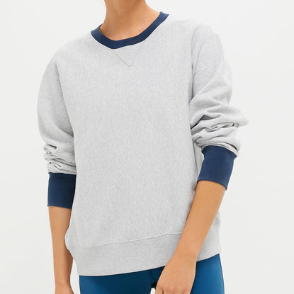 Heather Gray and Navy 100% Cotton Kolar Crewneck Sweatshirt