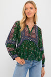 Green Melba Print Long Sleeve Top