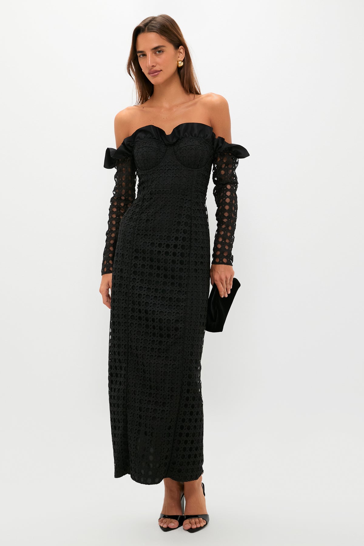 black lace off the shoulder dress Off-Shoulder Short Sequin Homecoming with Ruffle Teal / 14 The bodice features internal boning and drapes elegantly off the shoulder. Plus Size - Special Occasion