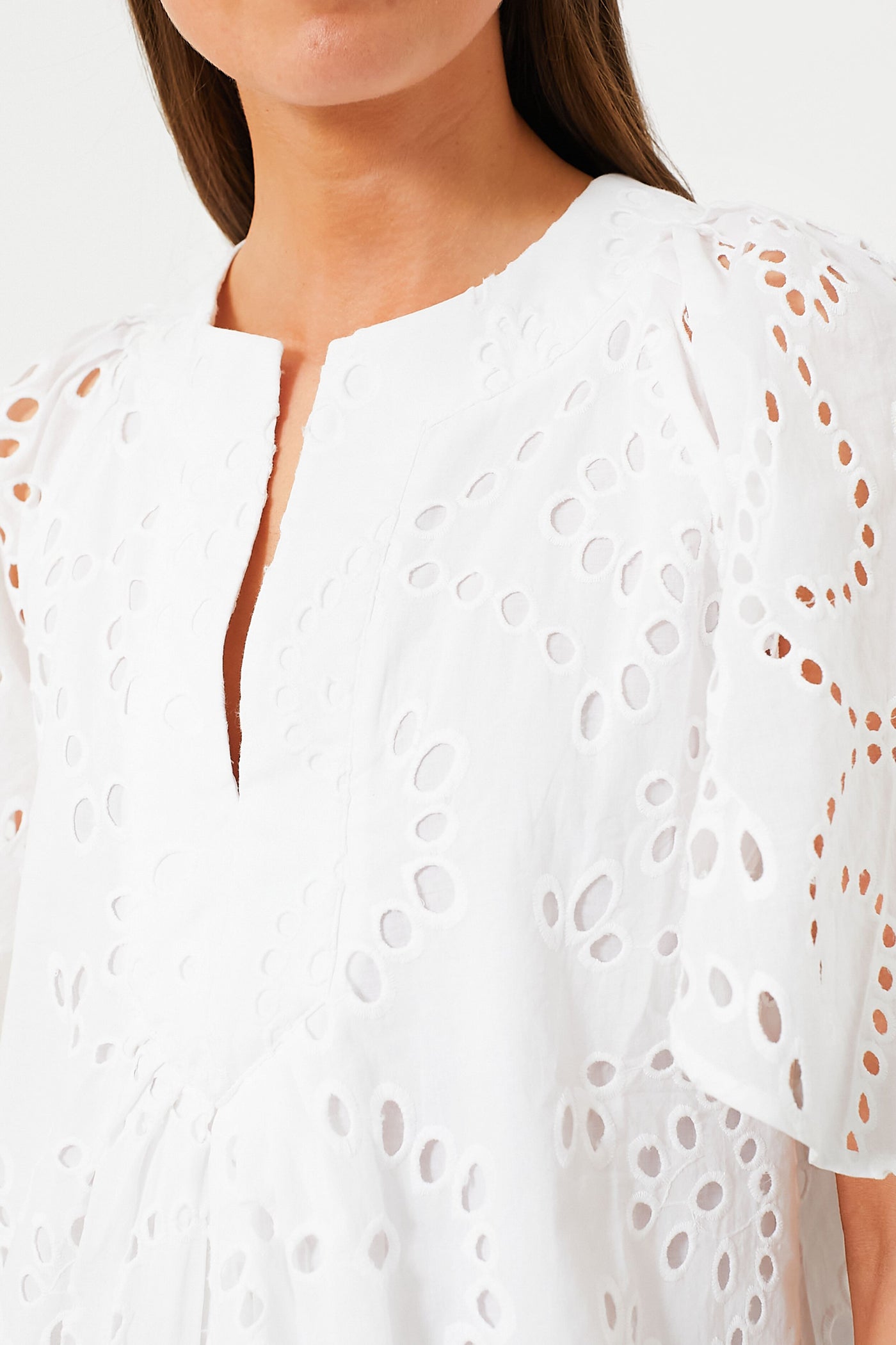 White Eyelet Finley Flutter Sleeve Top