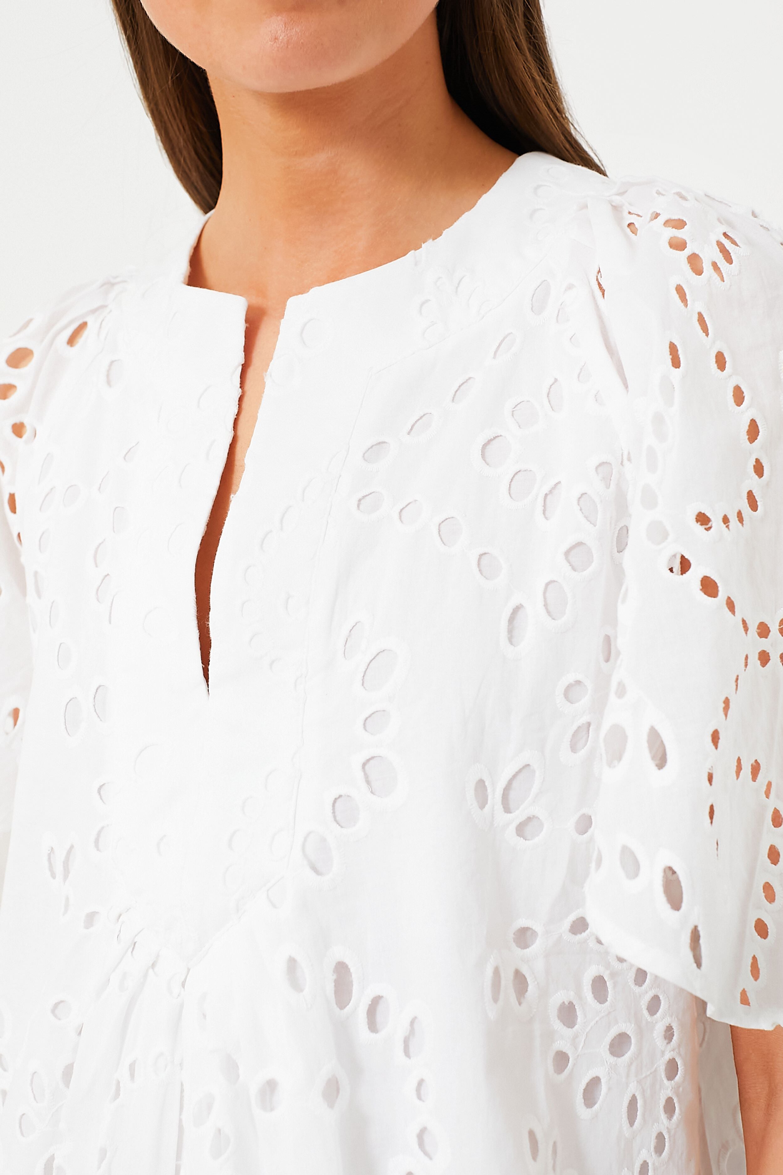 White Eyelet Finley Flutter Sleeve Top