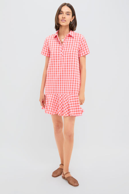 Orange and Pink Seersucker Short Sleeve May Dress