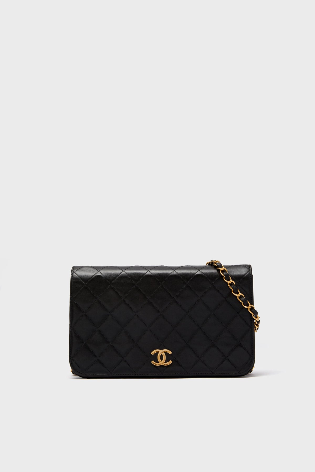 CHANEL Black Medium Vintage Quilted Lambskin Full Flap Bag