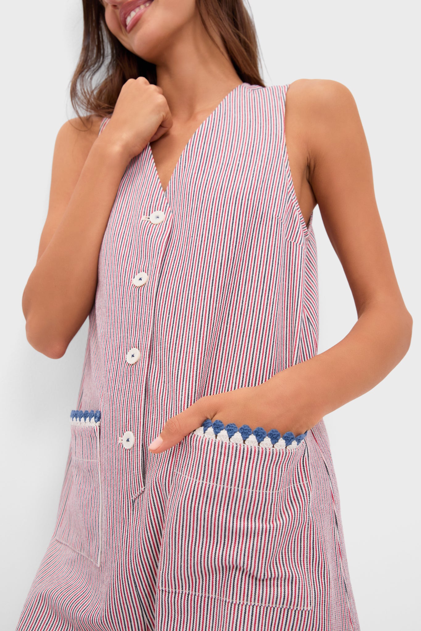 Red and Blue Stripe Myla Romper
