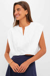 White Wrenli Shortsleeve Pleated Top