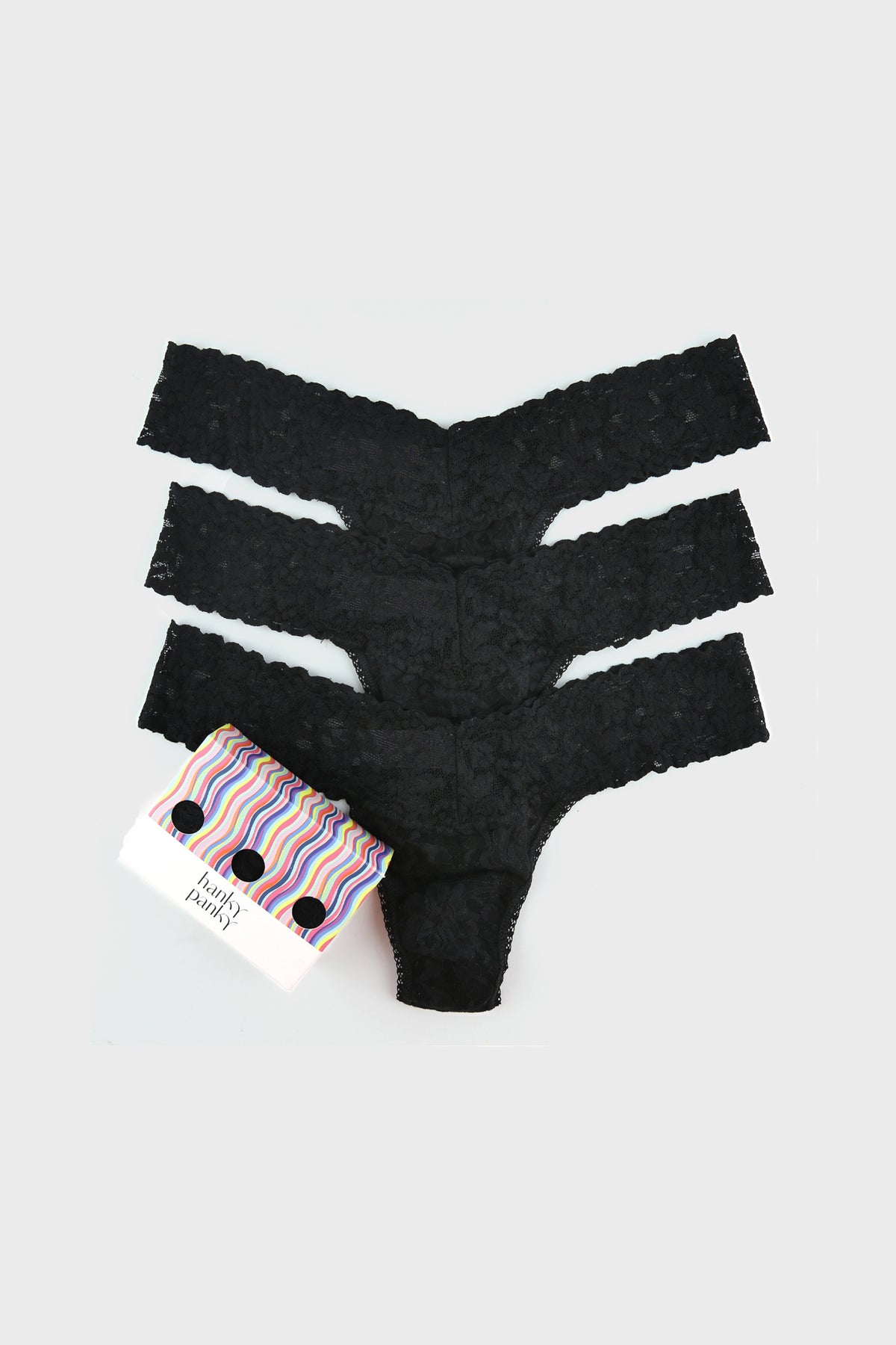 Black Low Rise Thong 3 Pack