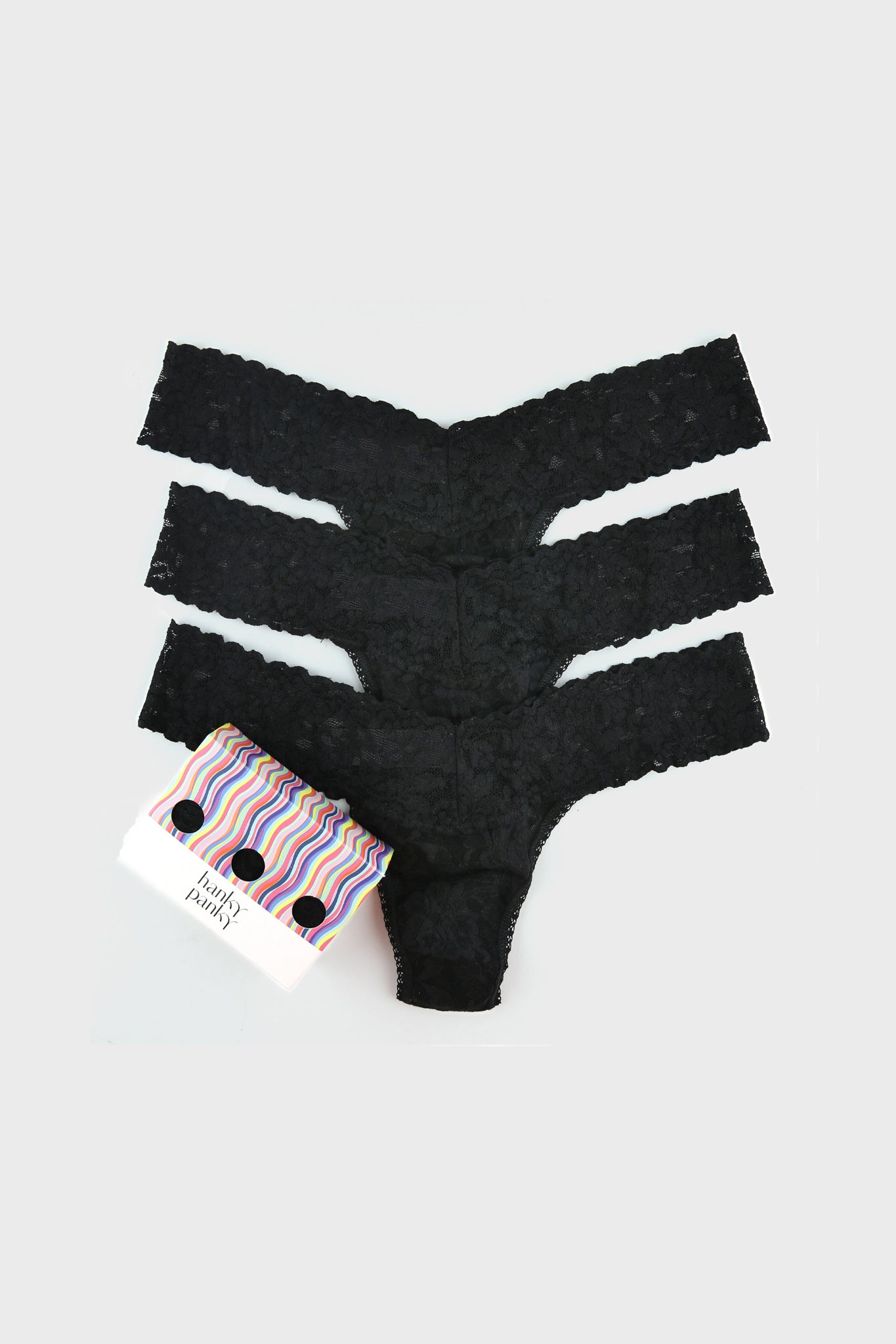 Black Low Rise Thong 3 Pack