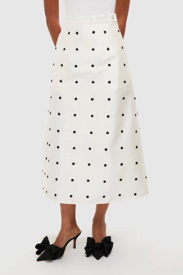 Ivory Polka Dot Daphne Midi Skirt