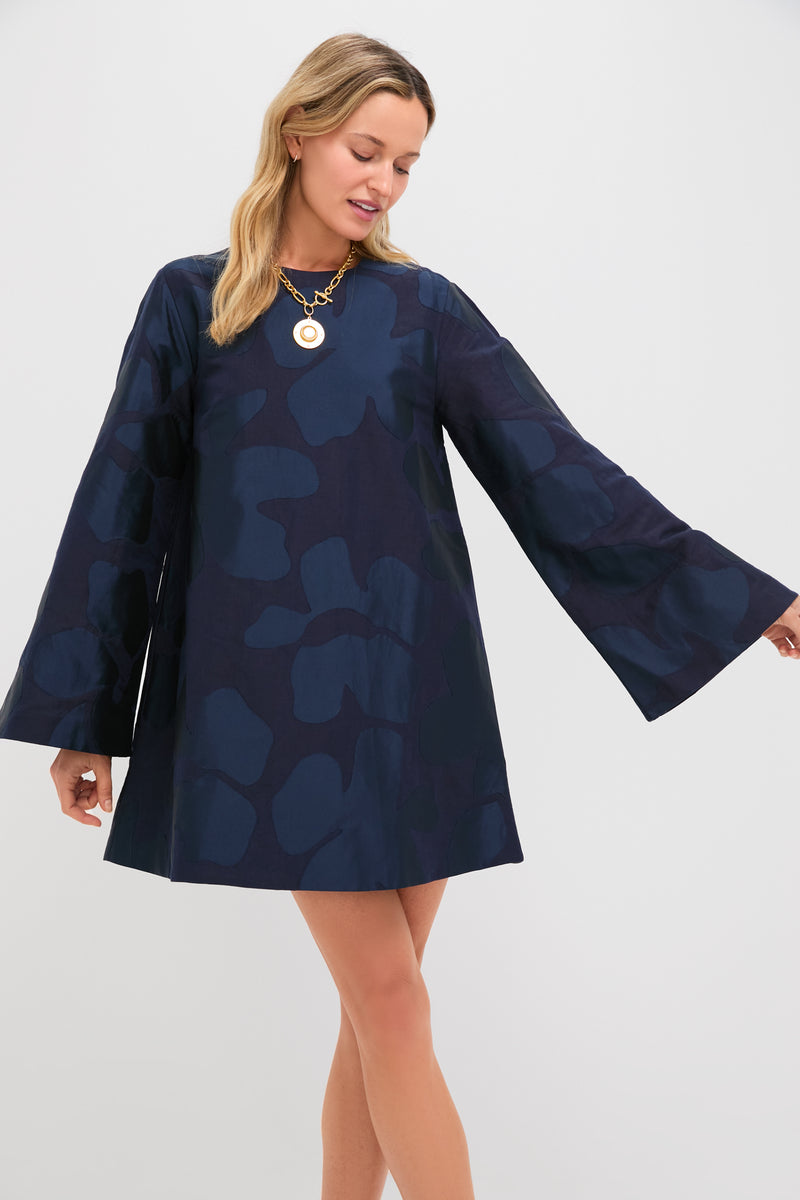 Midnight Blue Flare Flora Dress