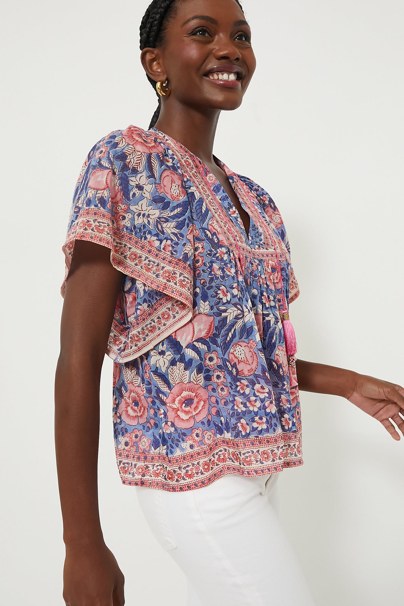 Indigo Pink Floral Angel Top