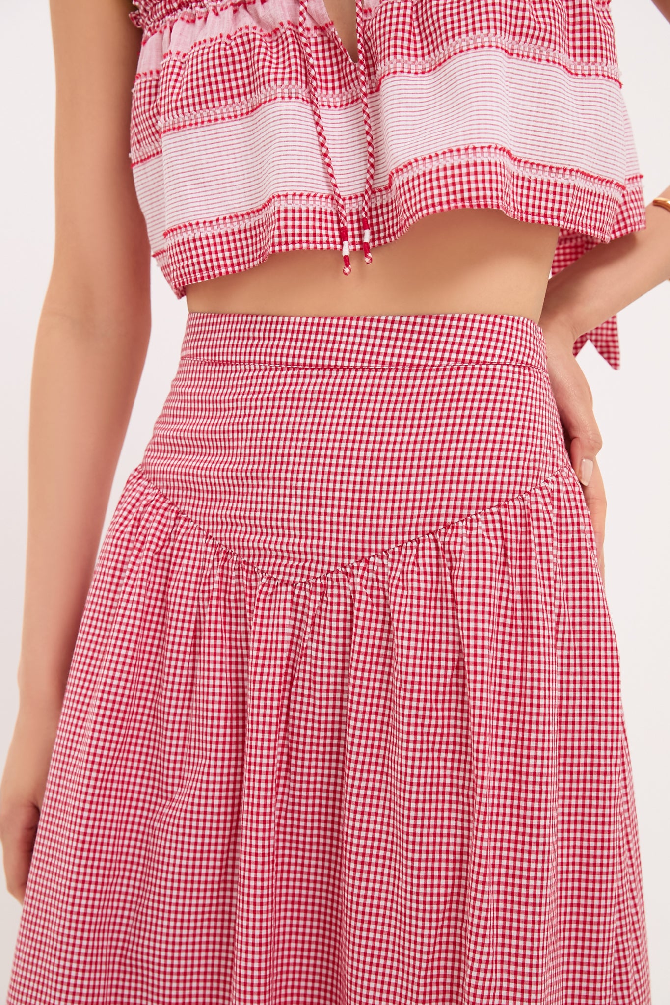 Red and White Judy Skirt Set