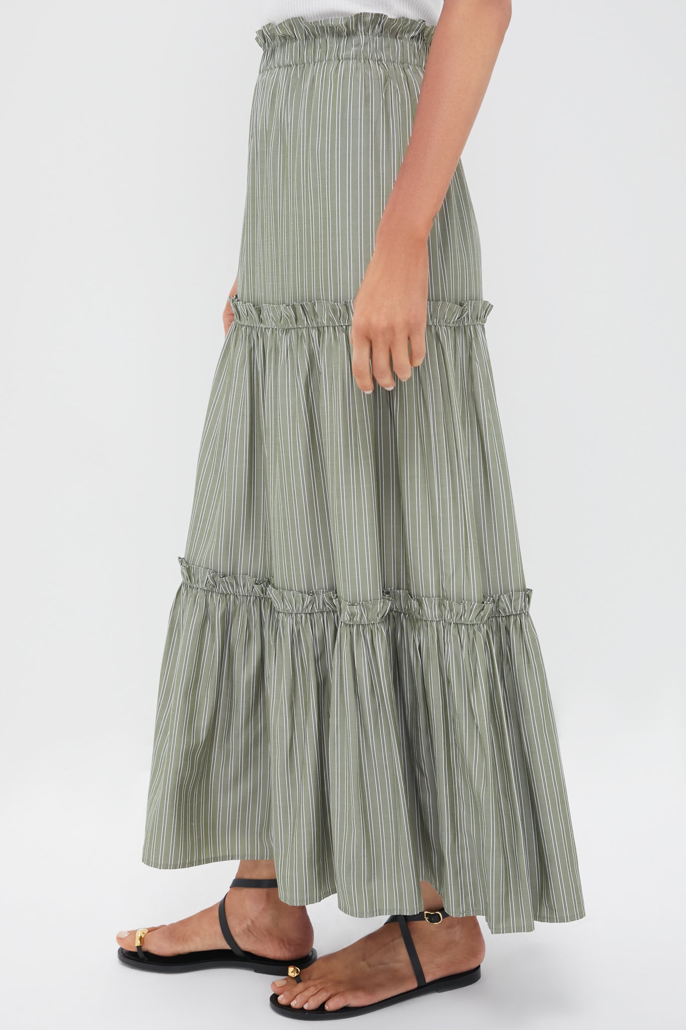 【Reha.】Tuck Maxi Skirt Green Stripe Prado Skirt | Tuckernuck