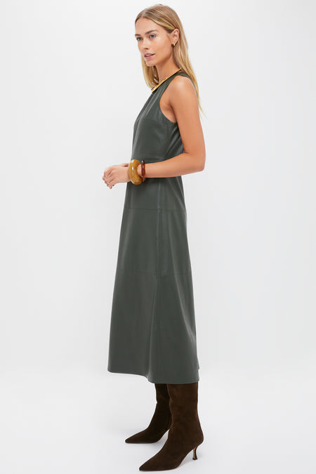 Dark Hunter Green Leather Manon Dress