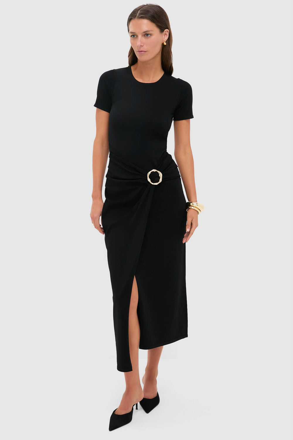 simkhai black dress SIMKHAI Kenlie Midi Dress