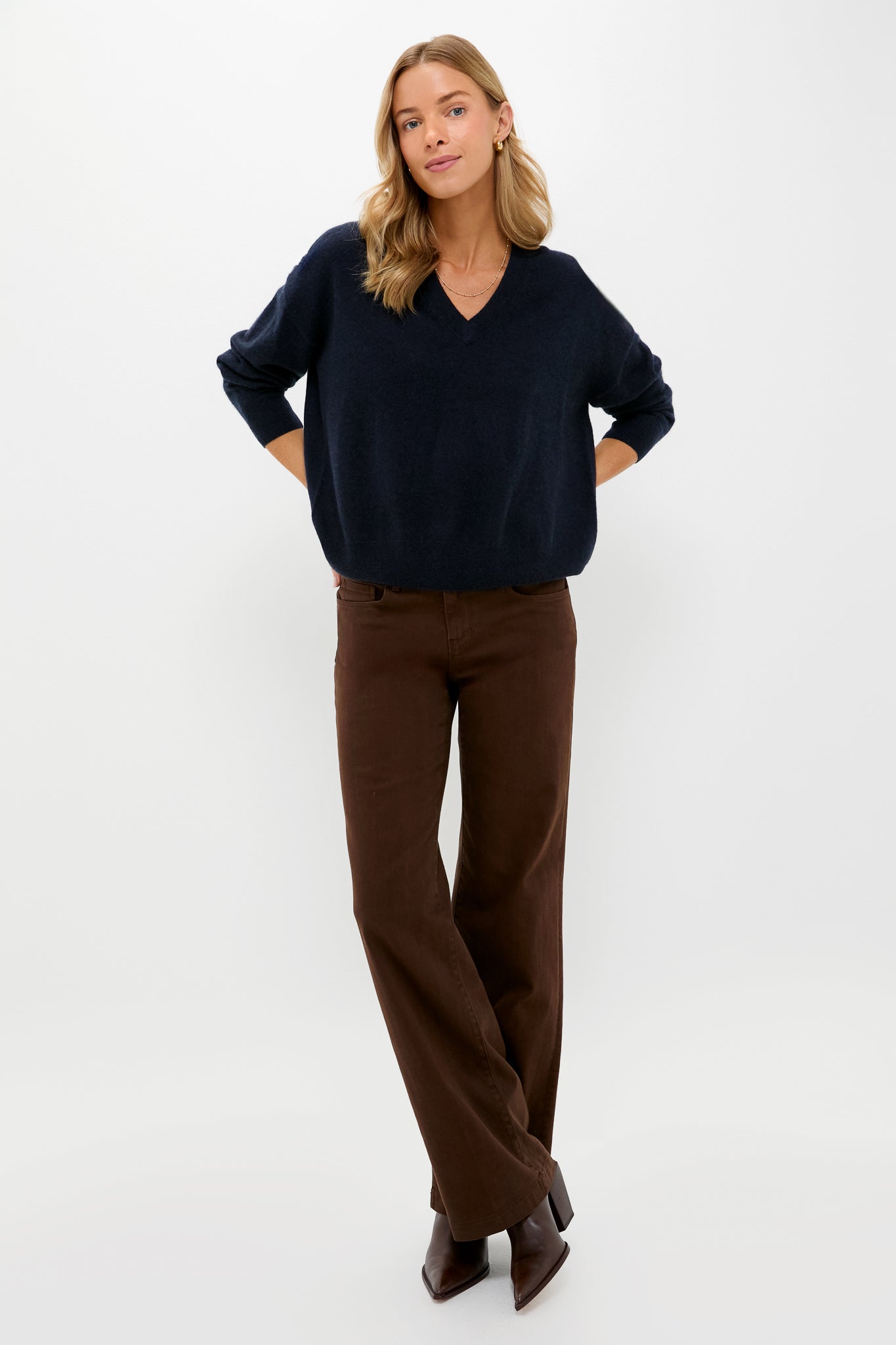 Brown Joanne Low Rise Wide Leg