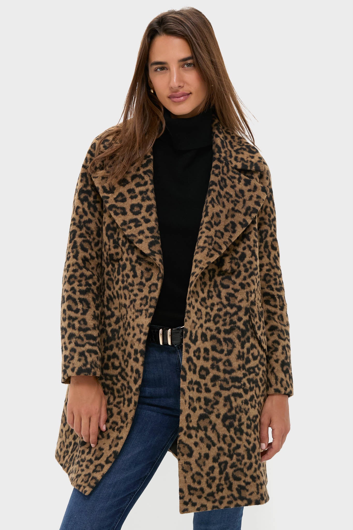 Leopard Brushed Wool Harley Peacoat | Tuckernuck