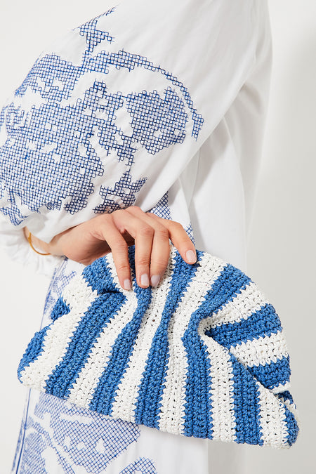 Cobalt and White Stella Clutch