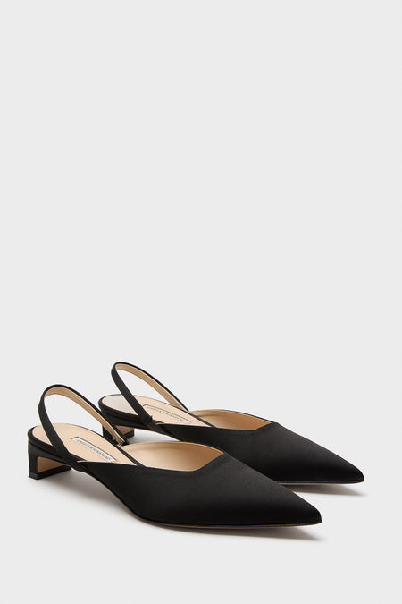 Black Satin Kaori Kitten Heels