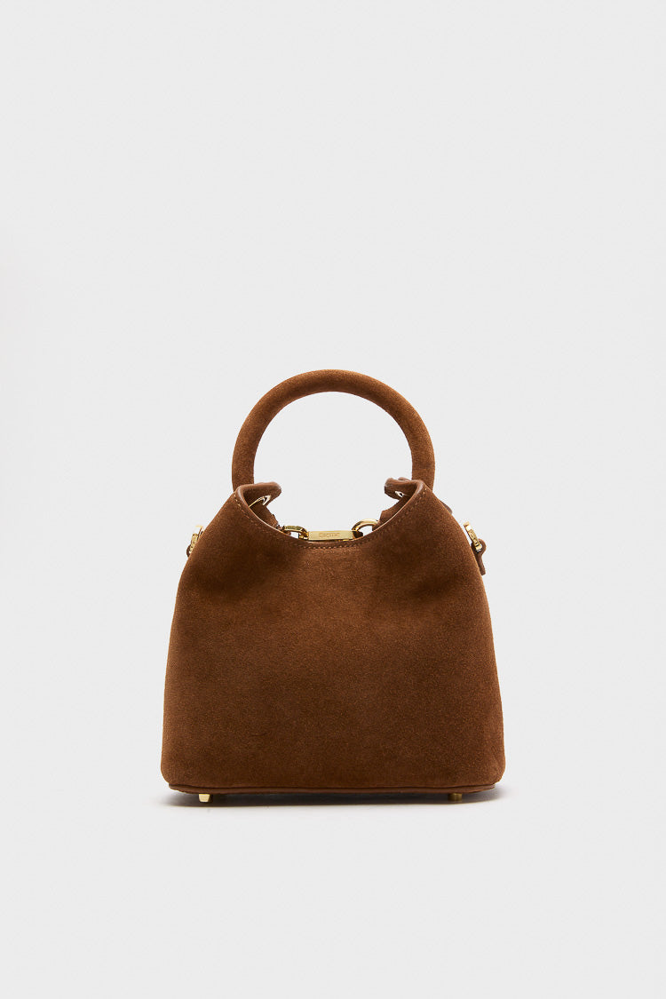 Cognac Suede Madeleine Bag | Elleme