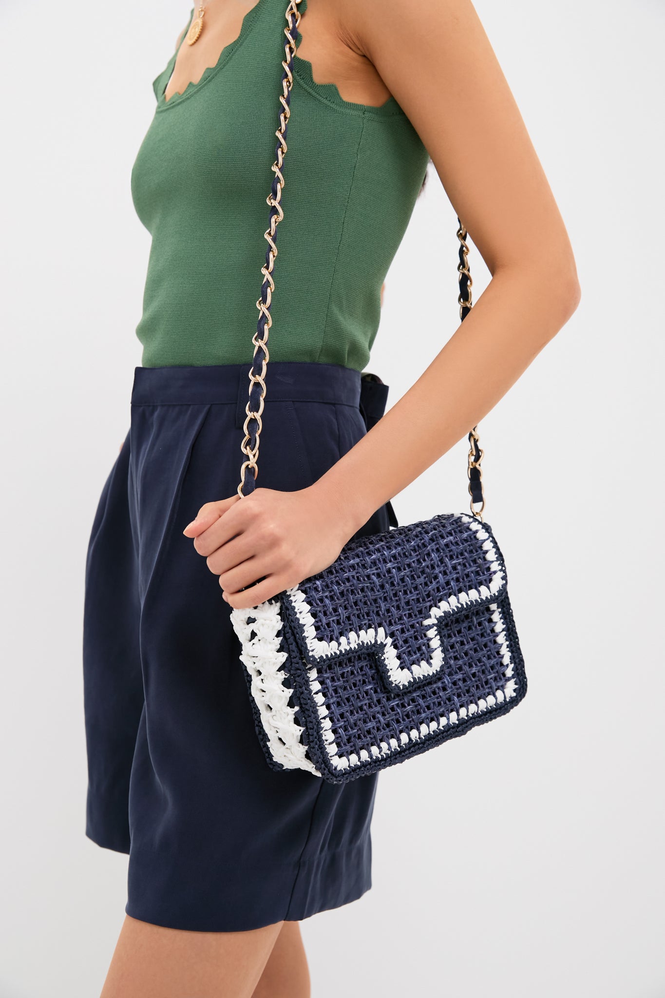 Navy Woven Crossbody