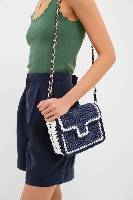 Navy Woven Crossbody
