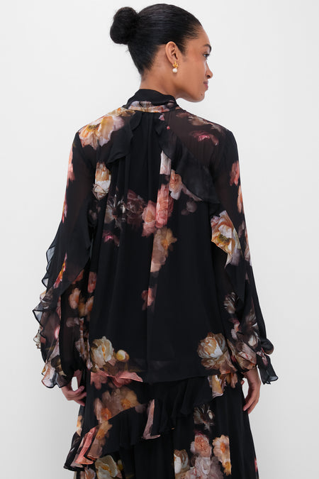Russet Floral Hypnotic Flutter Blouse