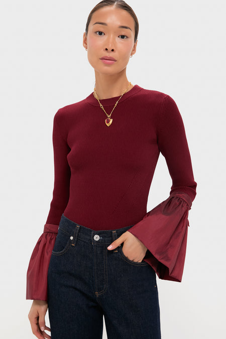 Oxblood Agata Long Sleeve Top