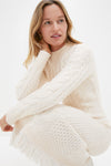 Cream Freya Fringe Sweater Dress
