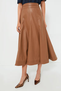 Cognac Leather Brynn Skirt