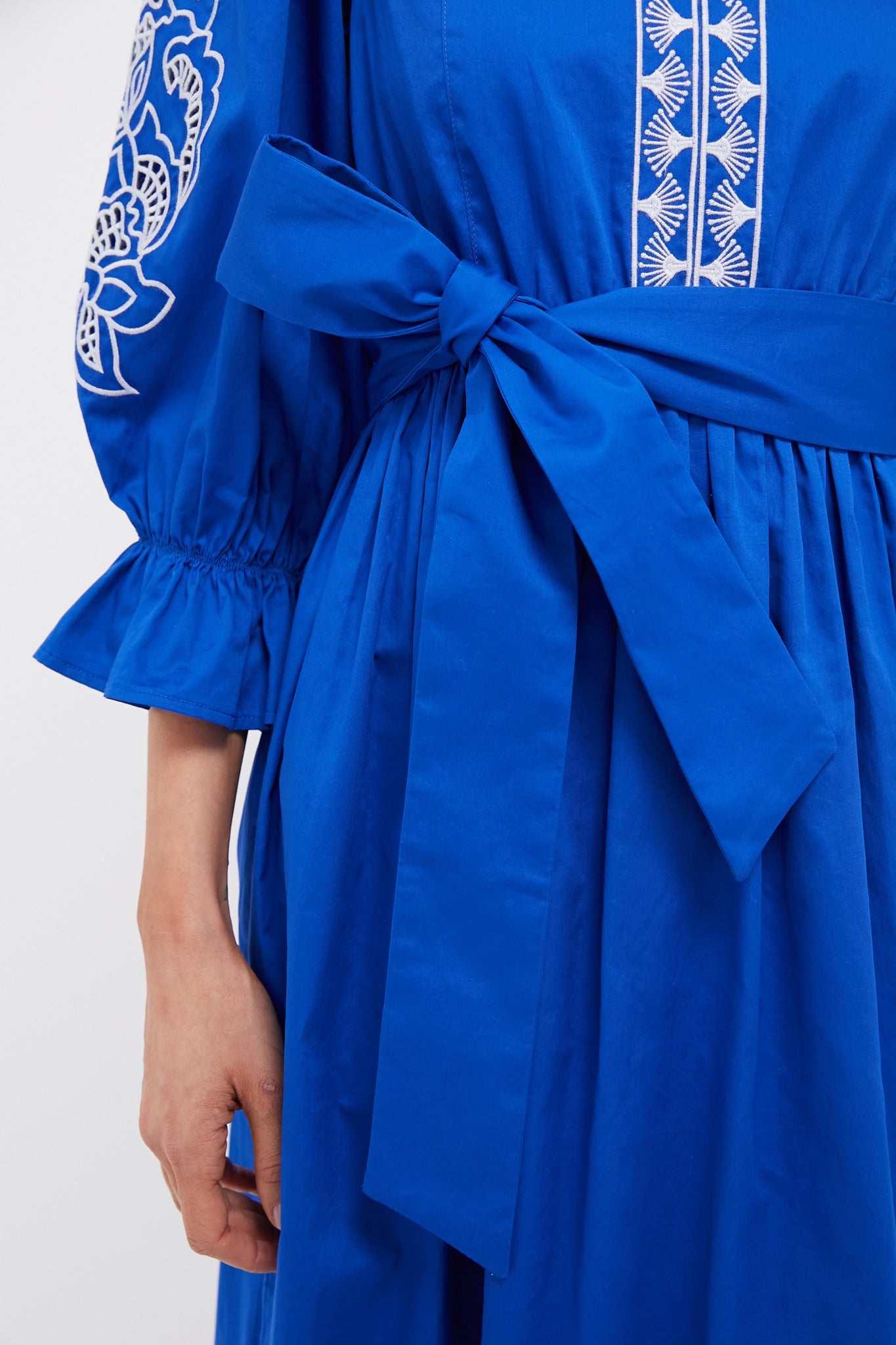 Royal Blue with Baby Blue Embroidery Dowling Midi Dress
