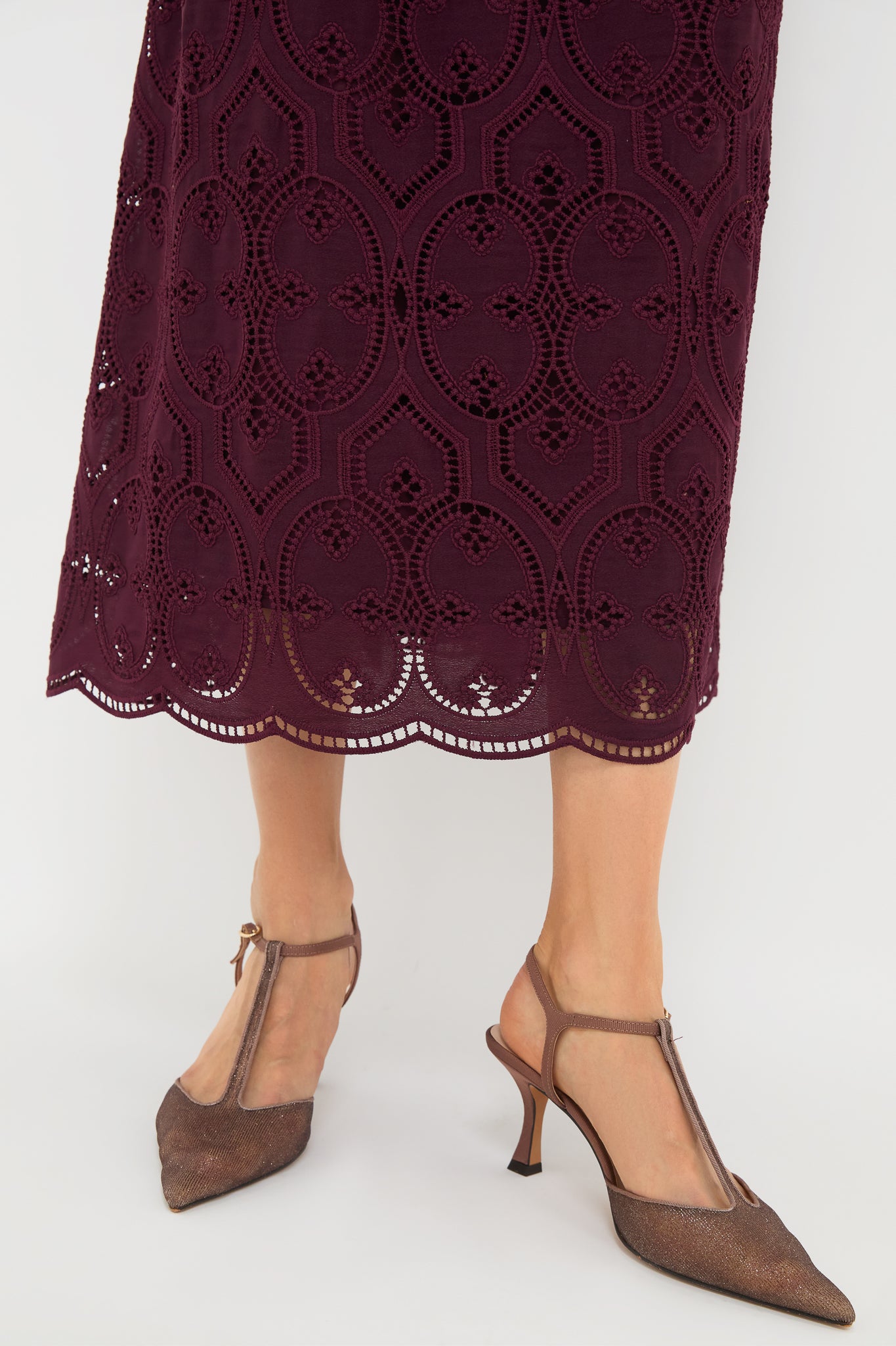 burgundy eyelet dress Halterneck Low Back Eyelet Belt Mini Dress In Burgundy | EGO US