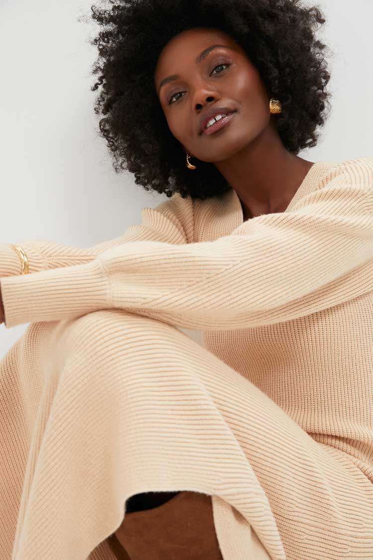 Almond Knit Anya Midi Dress | Hyacinth House