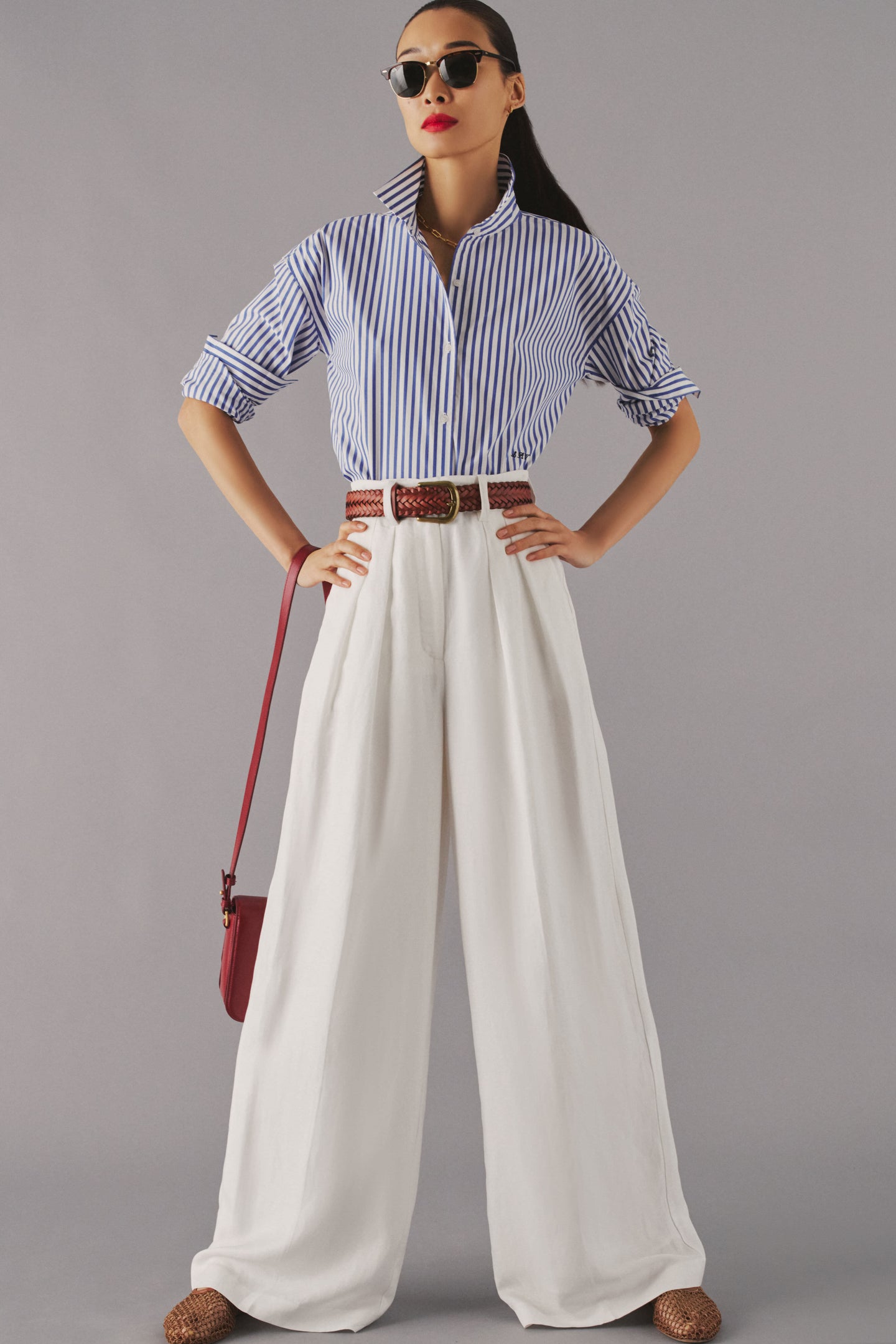 Blue Stripe Cropped Jasper Button Down