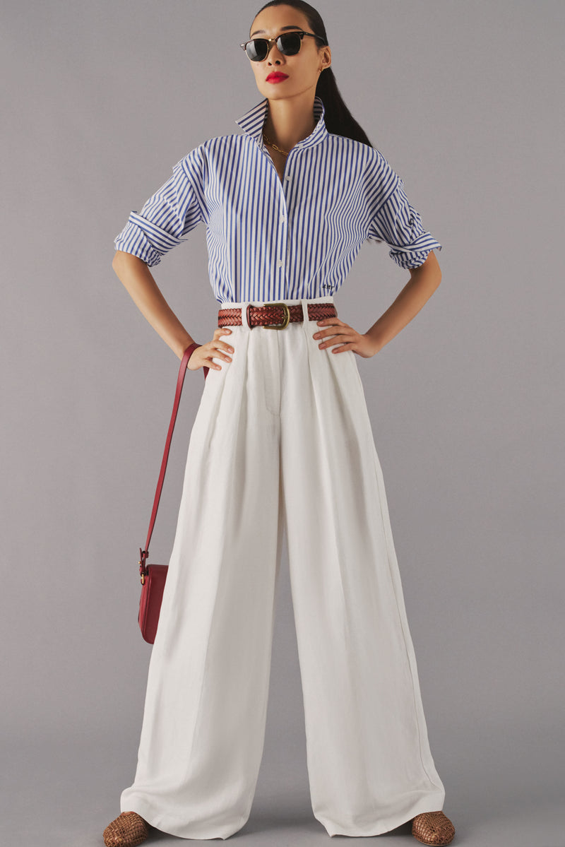 Blue Stripe Cropped Jasper Button Down
