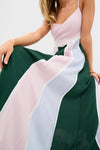 Pink, Green & Blue Striped Baxter Maxi Dress