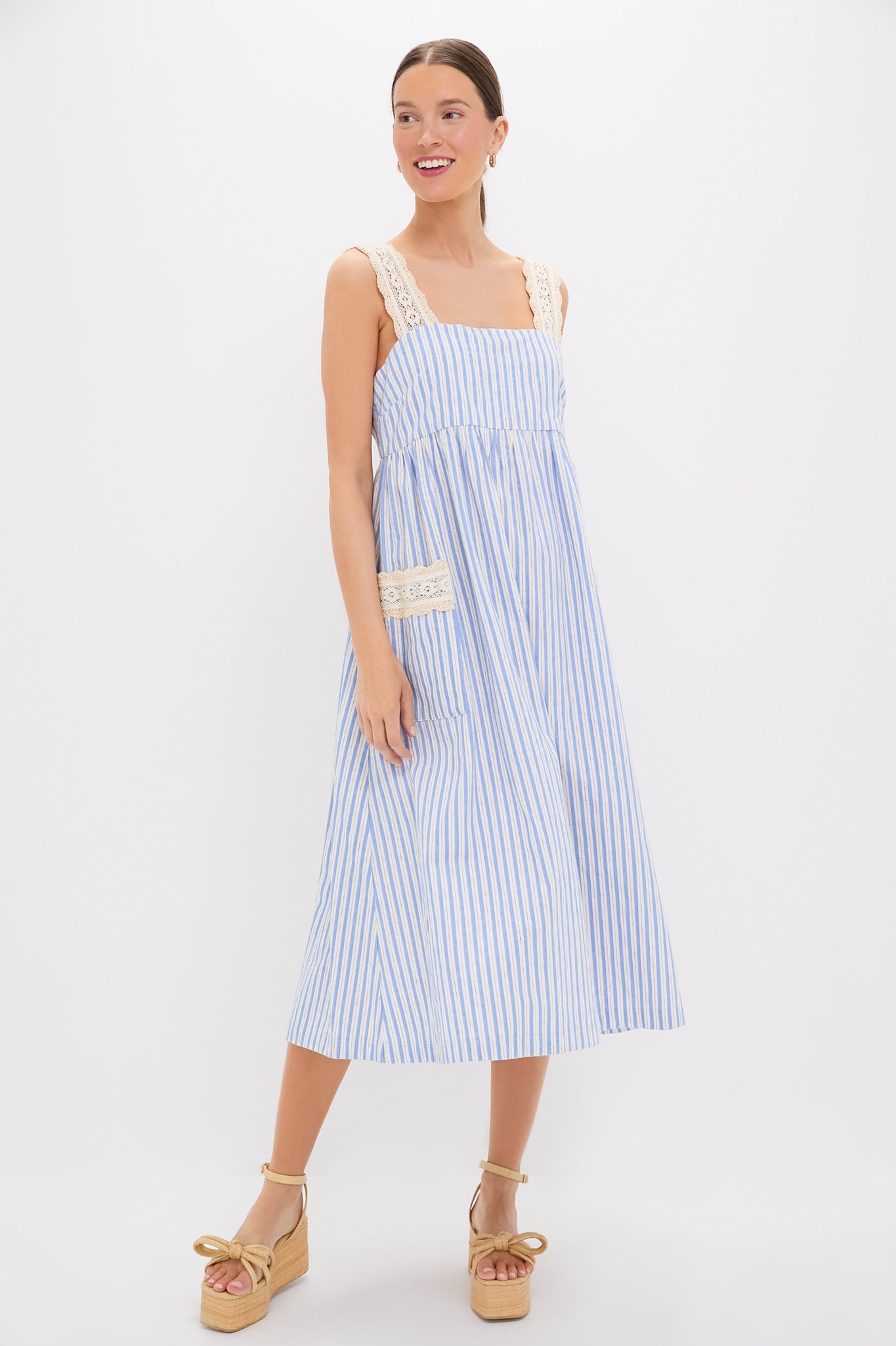 blue striped beach dress Floral Strapless Maxi Dress main image 1