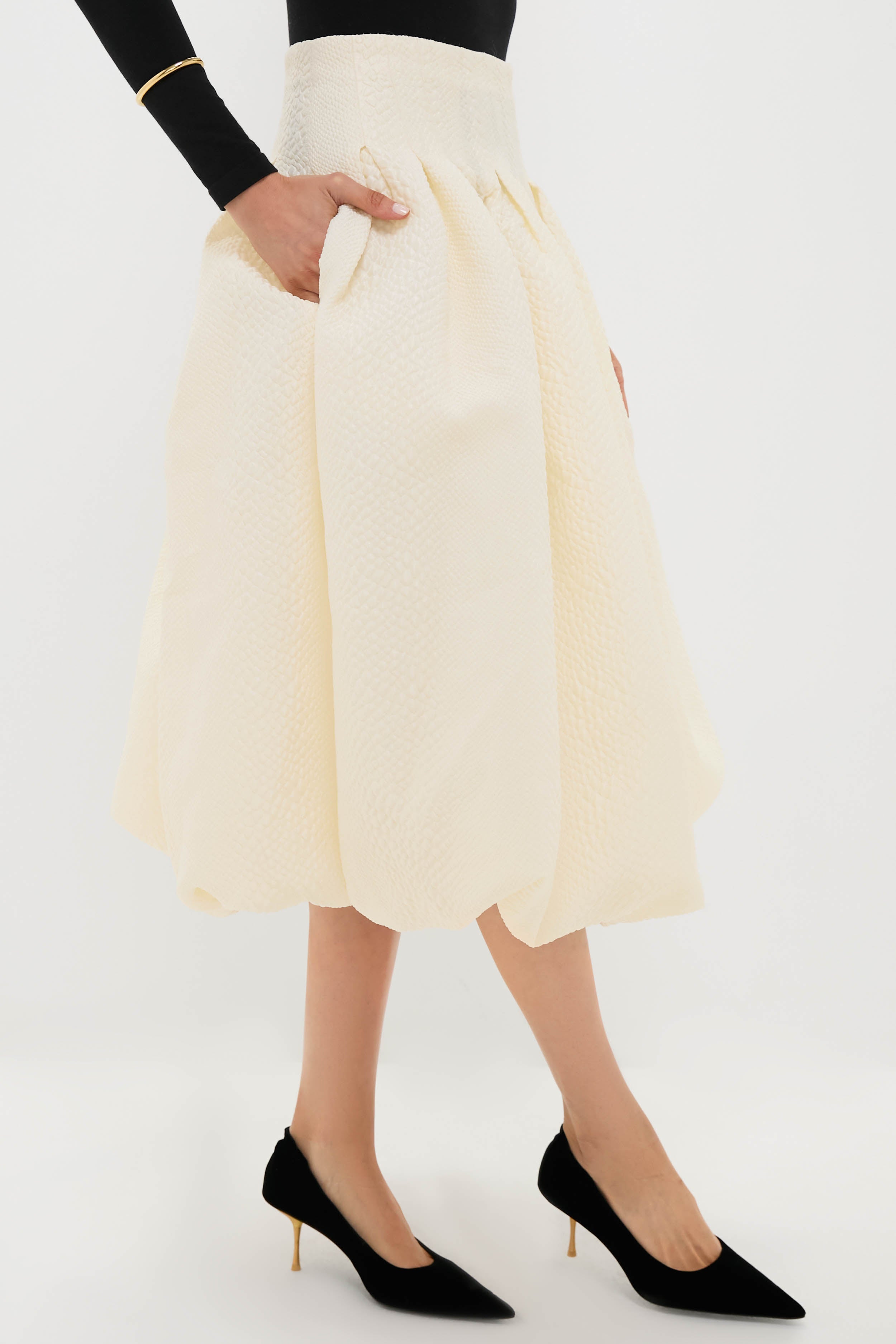 Cream Fayetta Embossed Bubble Skirt | Sea New York