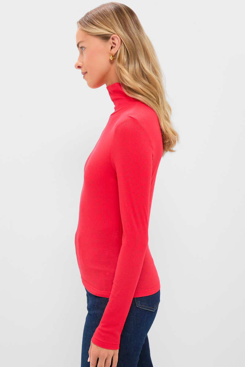 Red Lightweight Ribbed Topanga Turtleneck