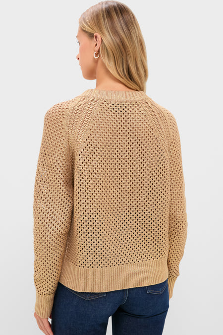 Gold Crochet Aspen Crewneck Sweater
