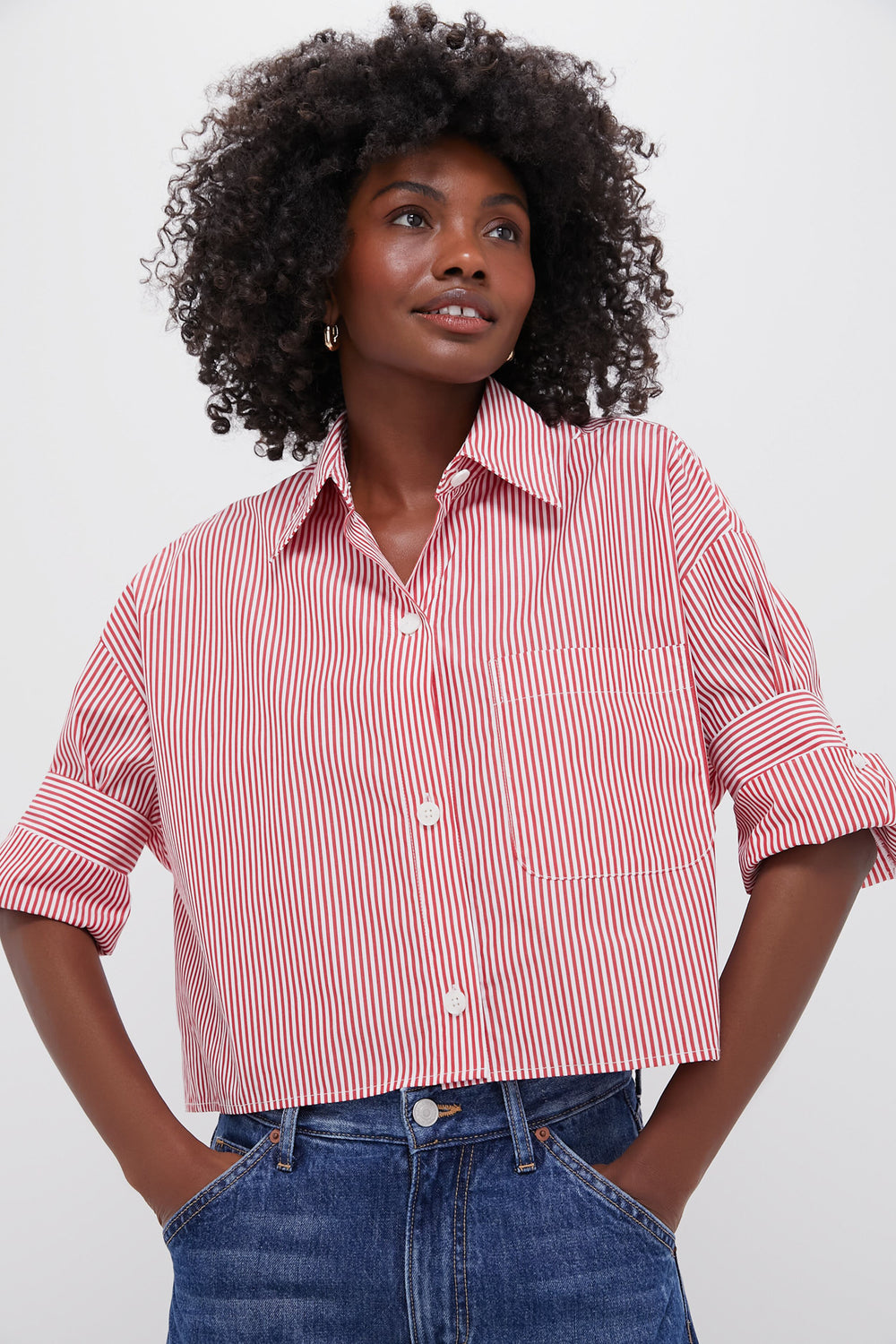 red and white striped dress shirt Men's Sorbet striped shirt, Man, Red, Size: 4XL