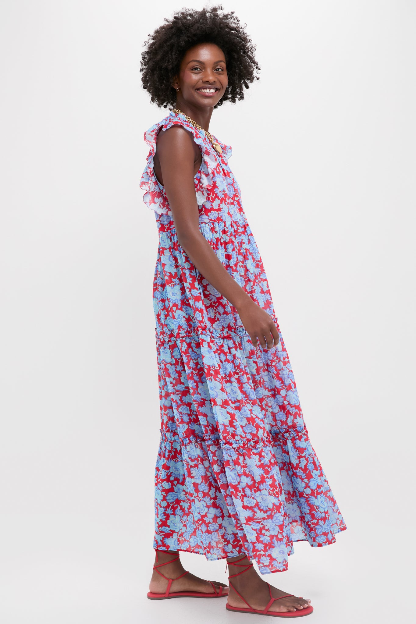 Paola Floral Print Poppy Maxi Dress