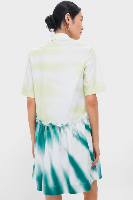 Tie-Dye Mini Gathered Shirtdress