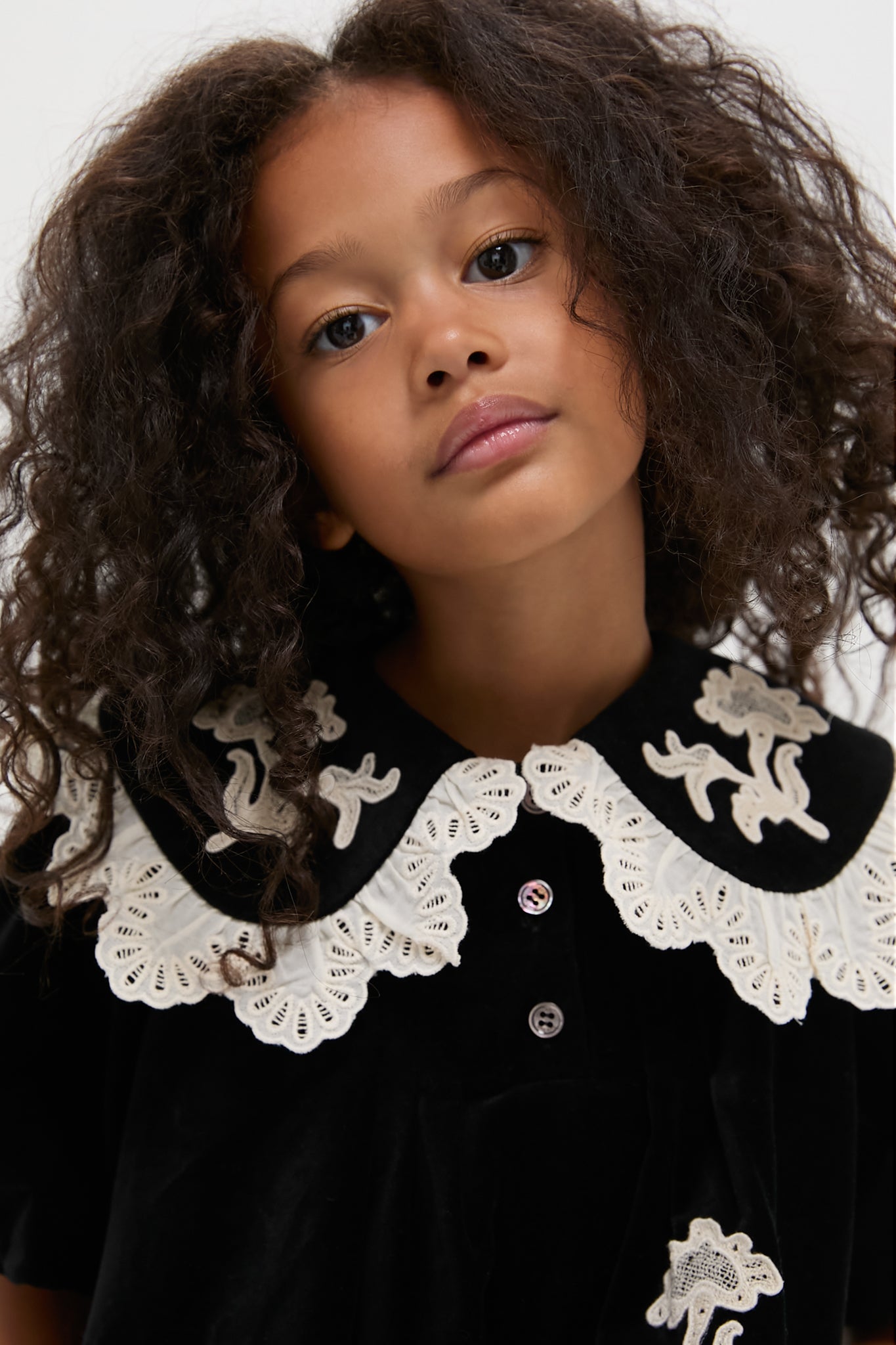 Black Mika Applique Velveteen Dress