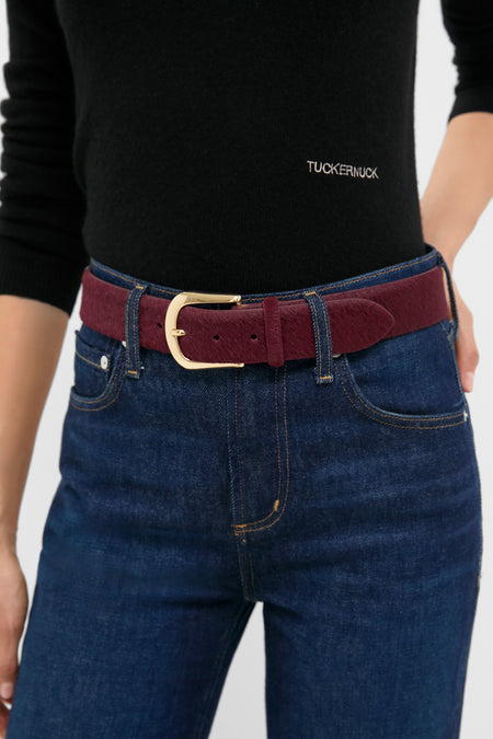 Burgundy Kennedy Calf-Hair Belt