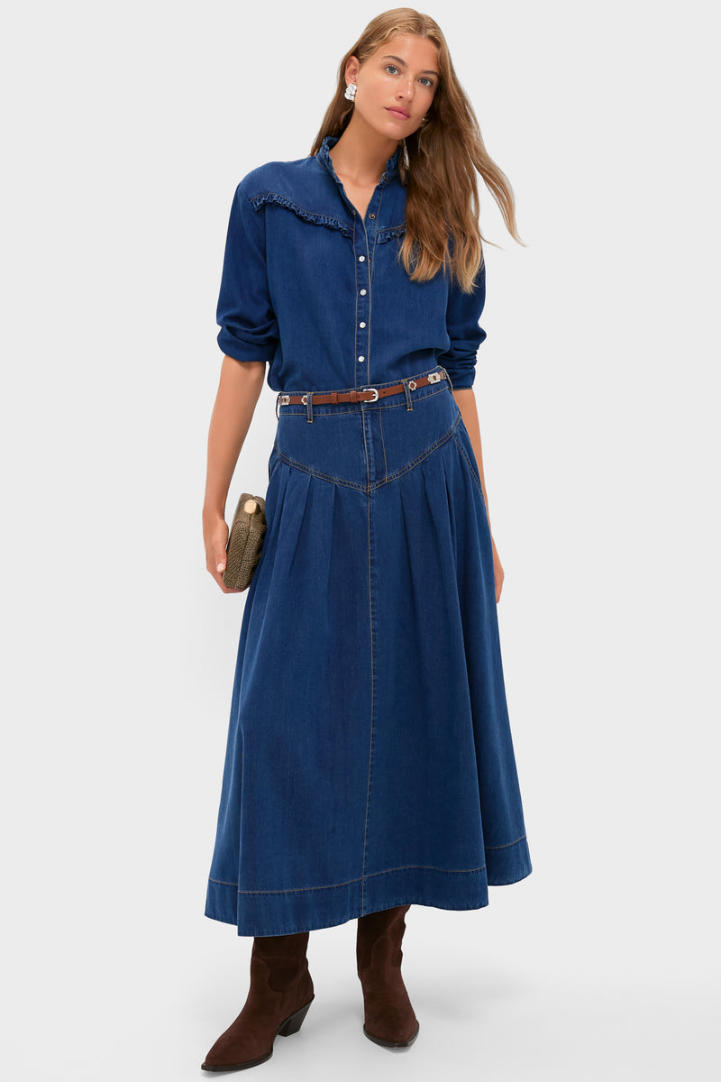 Denim Blue Rhodes Maxi Skirt