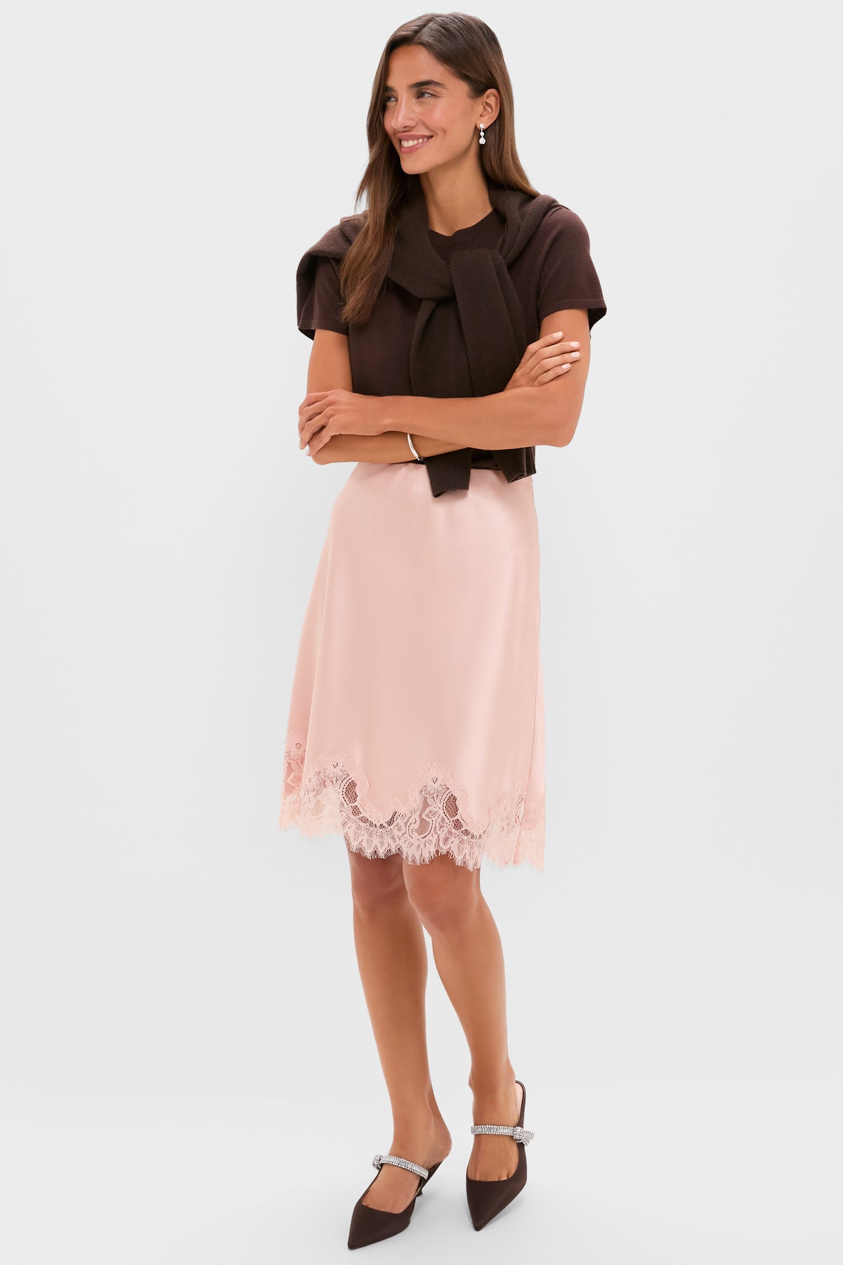 Light Pink Satin Mischa Slip Mini Skirt