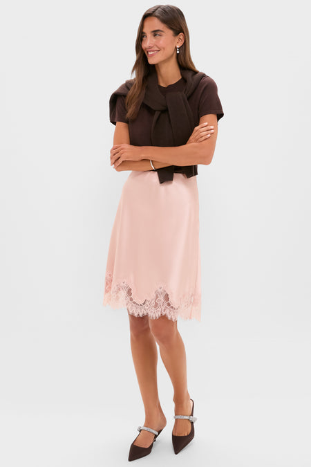 Light Pink Satin Mischa Slip Mini Skirt