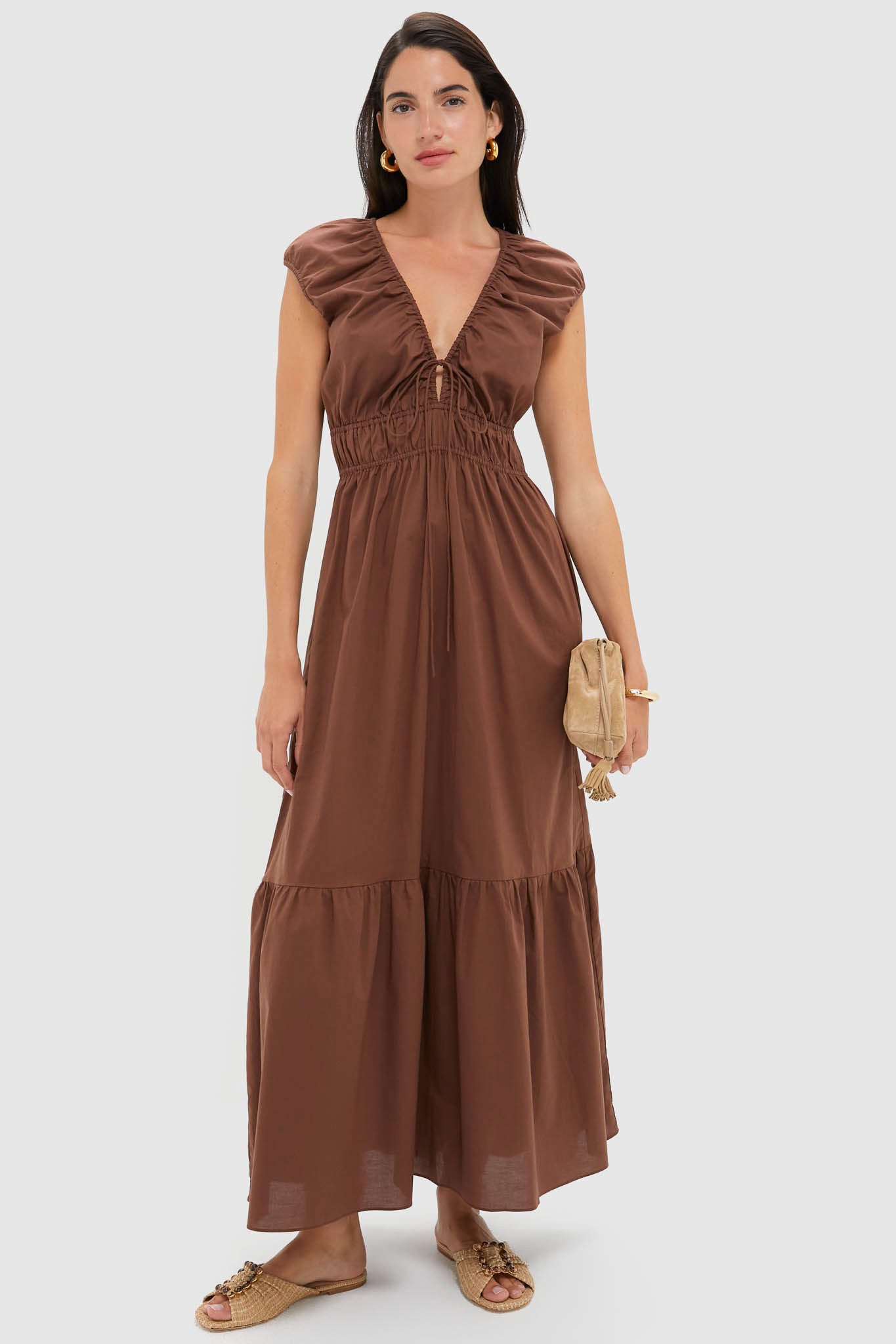 Larroude x Chloe Gosselin Natural Raffia Nova Flat Sandals